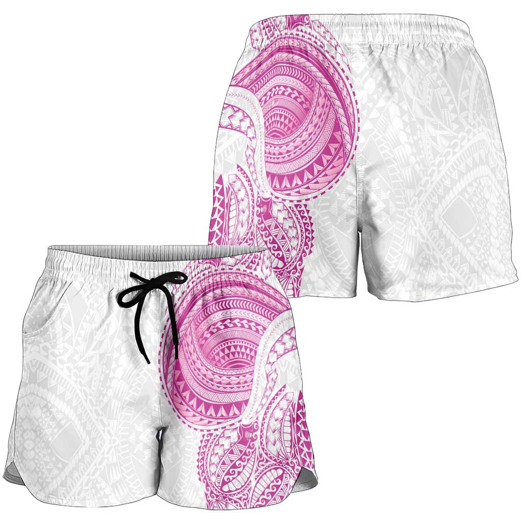 Traditional Polynesian Art Tattoos Shorts for Women Pink Color - Polynesian Pride