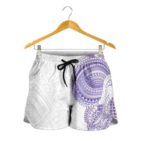 Traditional Polynesian Art Tattoos Shorts for Women Purple Color - Polynesian Pride