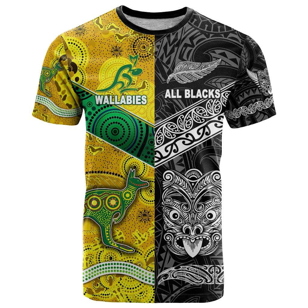 New Zealand Maori All Black And Australia Wallabies Aboriginal T Shirt Rugby Together LT8