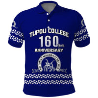 Tonga Tupou College Toloa Polo Shirt 160 Years Anniversary Tongan Ngatu LT13 Blue - Polynesian Pride