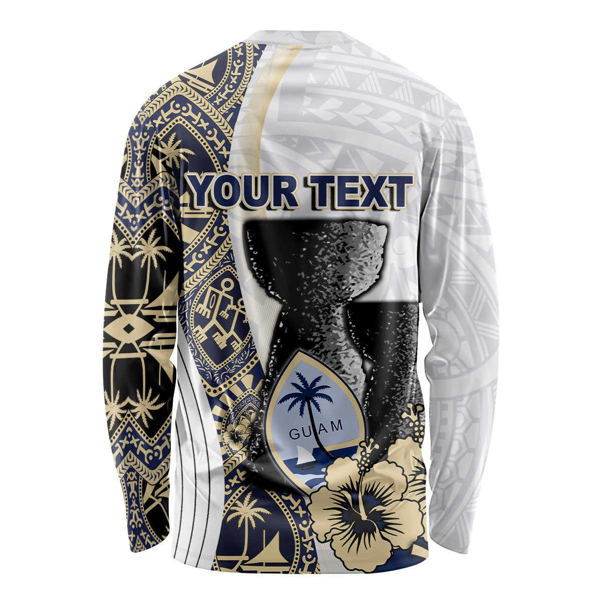 (Custom Personalised) Guam Chamorro Long Sleeve Shirt White Style LT6 - Polynesian Pride