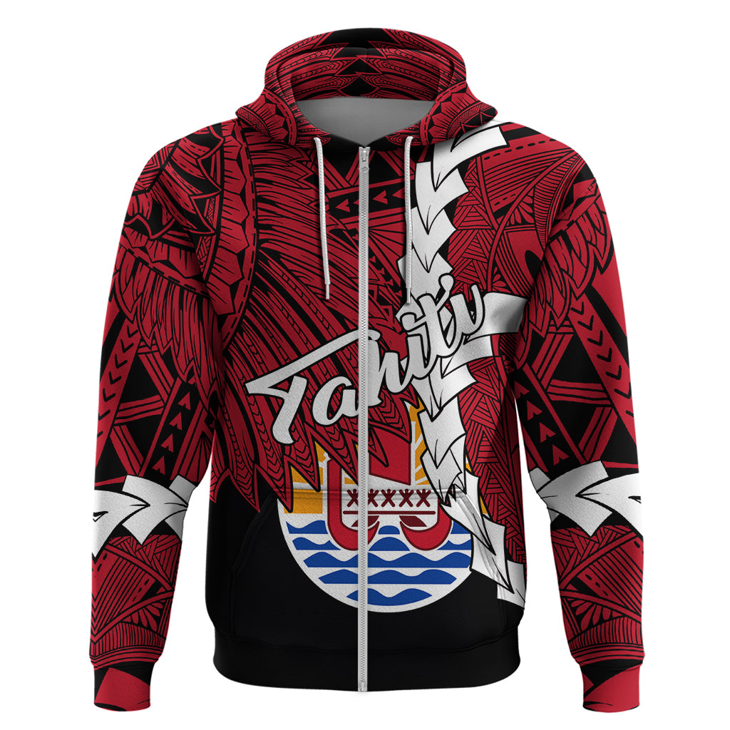 Tahiti Polynesian Hoodie Tribal Wave Tattoo Flag Style
