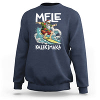 Mele Kalikimaka Tropical Hawaiian Christmas in Hawaii Surfing Santa Sweatshirt TS02 Navy - Polynesian Pride