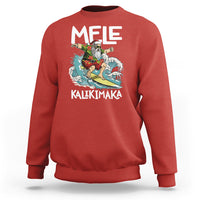 Mele Kalikimaka Tropical Hawaiian Christmas in Hawaii Surfing Santa Sweatshirt TS02 Red - Polynesian Pride