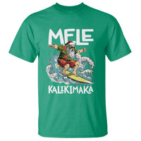 Mele Kalikimaka Tropical Hawaiian Christmas in Hawaii Surfing Santa T Shirt TS02 Irish Green - Polynesian Pride