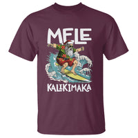 Mele Kalikimaka Tropical Hawaiian Christmas in Hawaii Surfing Santa T Shirt TS02 Maroon - Polynesian Pride