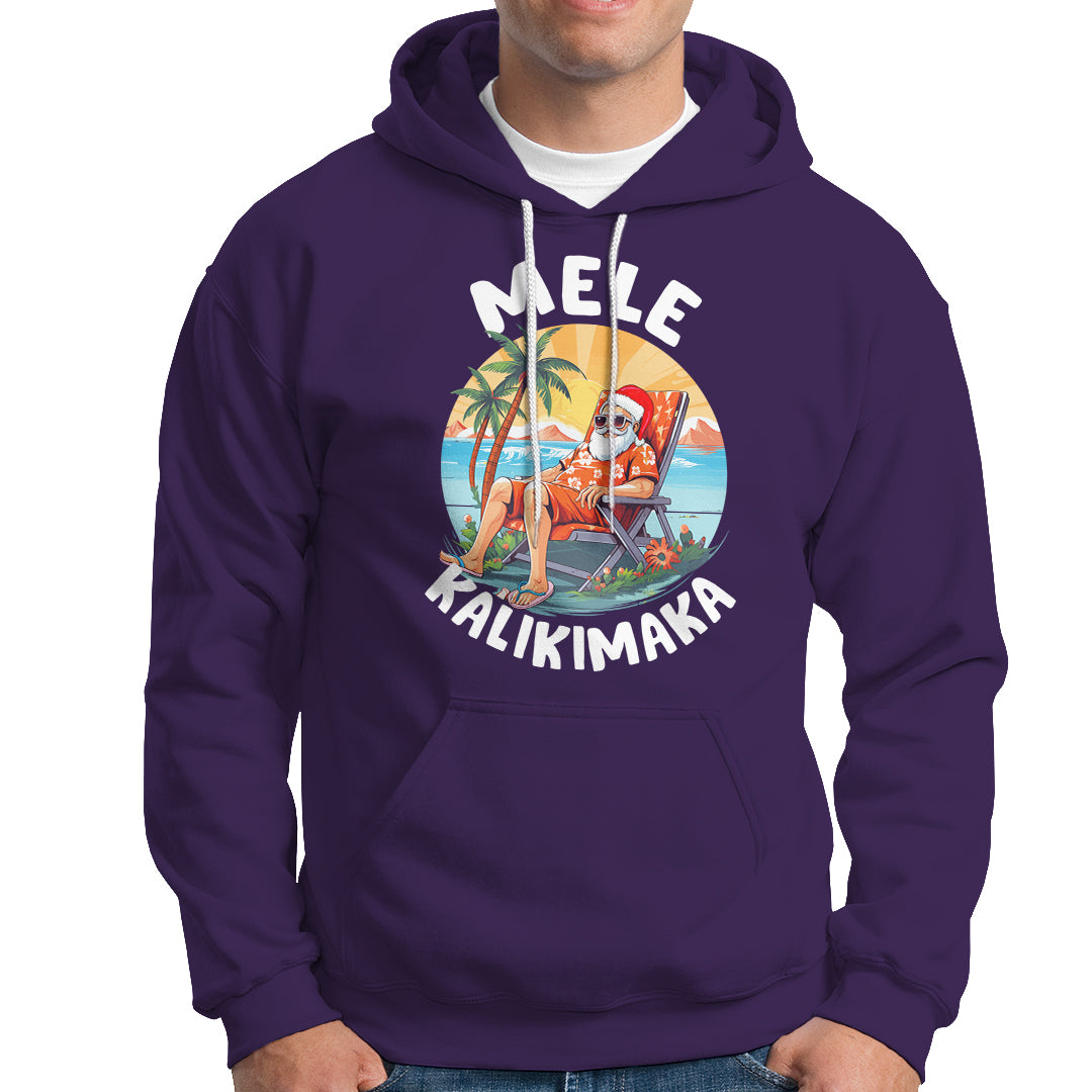 Mele Kalikimaka Tropical Hawaiian Christmas in Hawaii Sunbath Santa Hoodie TS02 Purple - Polynesian Pride