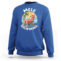 Mele Kalikimaka Tropical Hawaiian Christmas in Hawaii Sunbath Santa Sweatshirt TS02 Royal Blue - Polynesian Pride