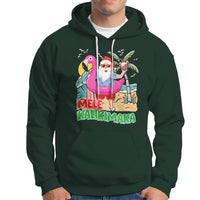 Mele Kalikimaka Tropical Hawaiian Christmas in Hawaii Beach Santa Hoodie TS02 Dark Forest Green - Polynesian Pride