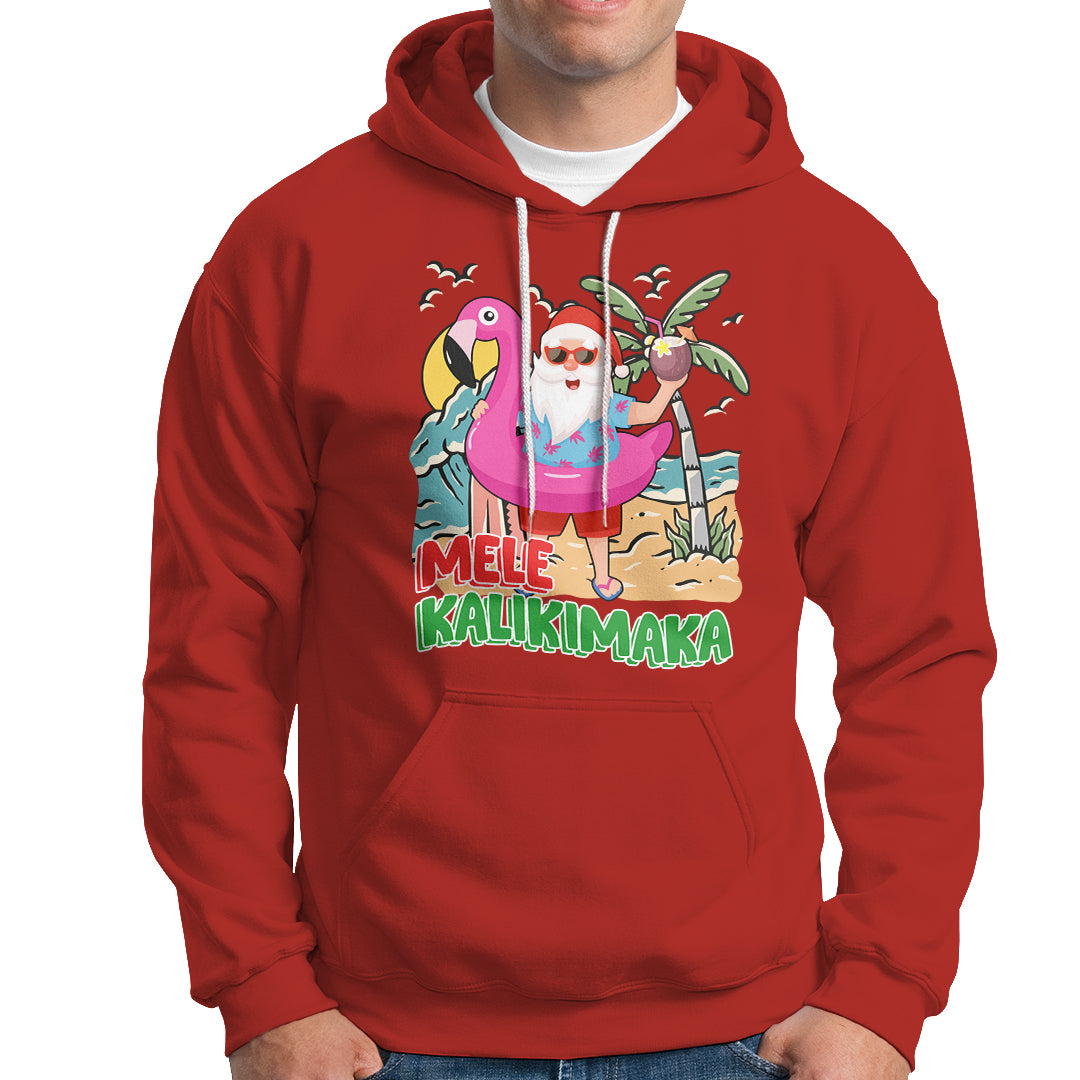 Mele Kalikimaka Tropical Hawaiian Christmas in Hawaii Beach Santa Hoodie TS02 Red - Polynesian Pride