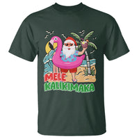 Mele Kalikimaka Tropical Hawaiian Christmas in Hawaii Beach Santa T Shirt TS02 Dark Forest Green - Polynesian Pride