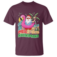 Mele Kalikimaka Tropical Hawaiian Christmas in Hawaii Beach Santa T Shirt TS02 Maroon - Polynesian Pride