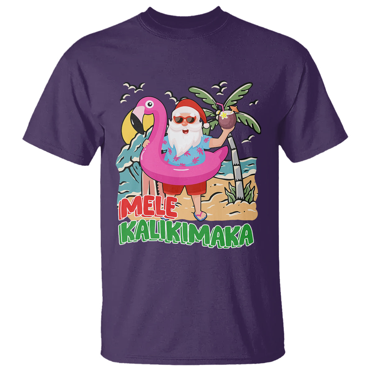 Mele Kalikimaka Tropical Hawaiian Christmas in Hawaii Beach Santa T Shirt TS02 Purple - Polynesian Pride