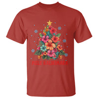 Tropical Hawaiian Hibiscus Christmas Tree Mele Kalikimaka T Shirt TS02 Red - Polynesian Pride