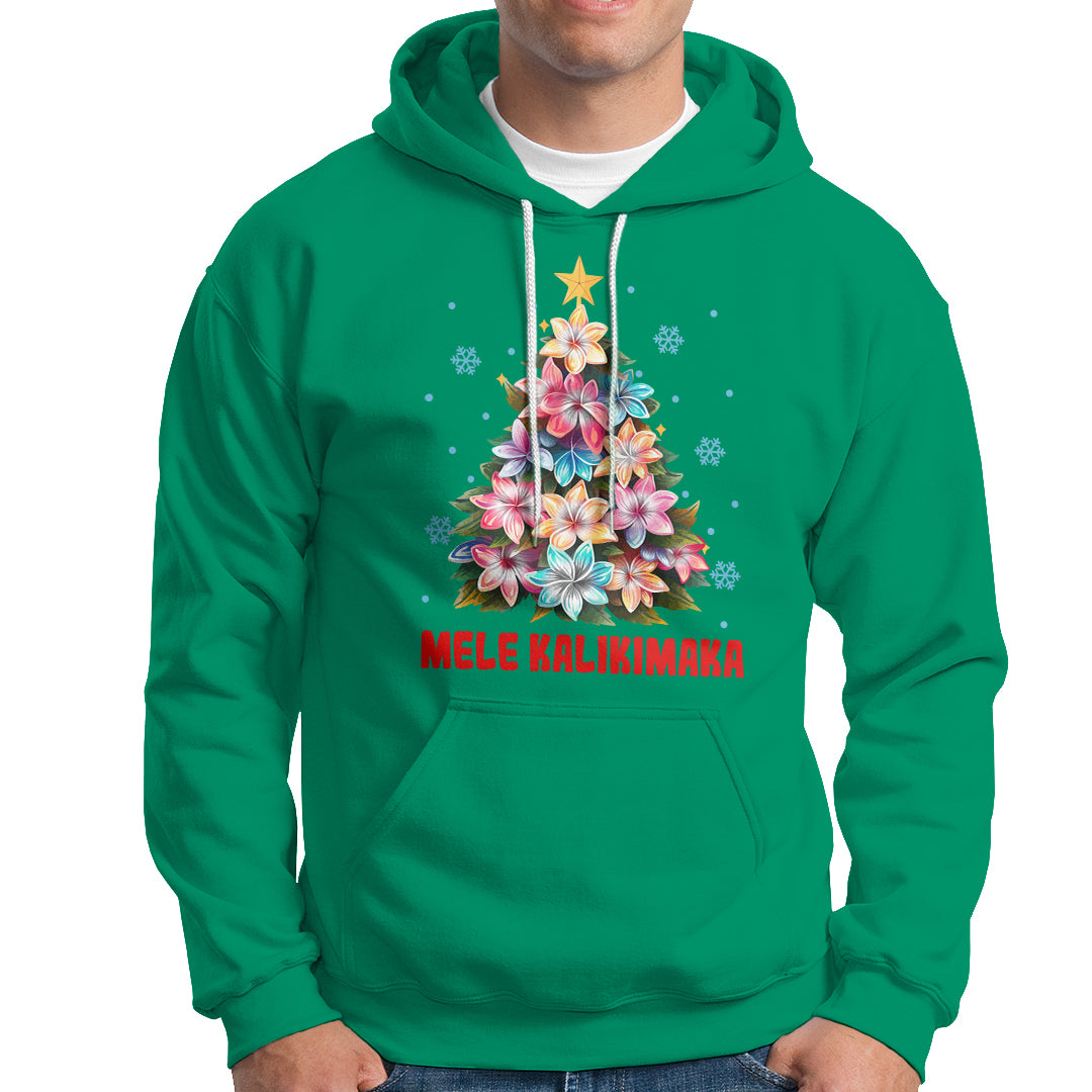 Tropical Hawaiian Plumeria Christmas Tree Mele Kalikimaka Hoodie TS02 Irish Green - Polynesian Pride