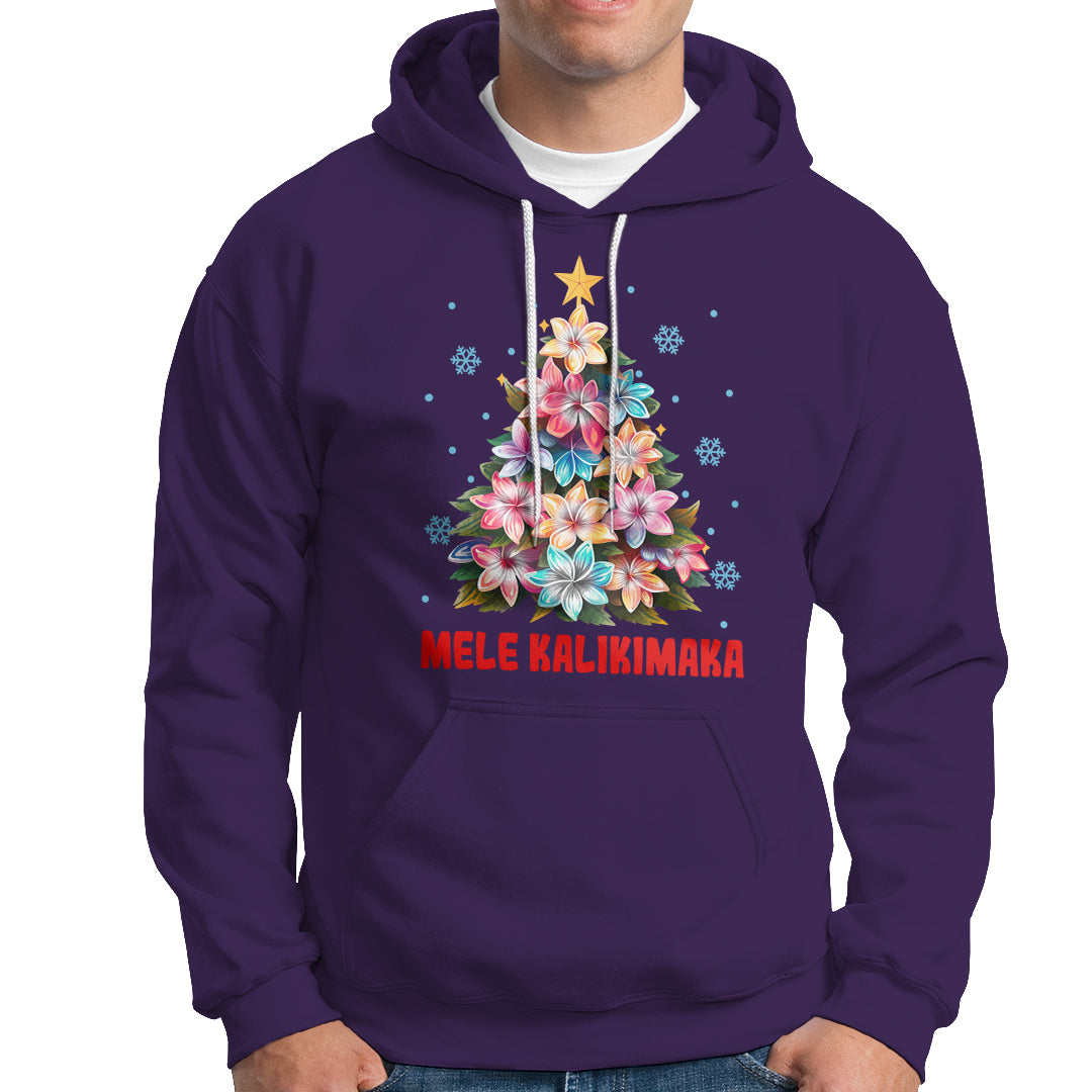 Tropical Hawaiian Plumeria Christmas Tree Mele Kalikimaka Hoodie TS02 Purple - Polynesian Pride