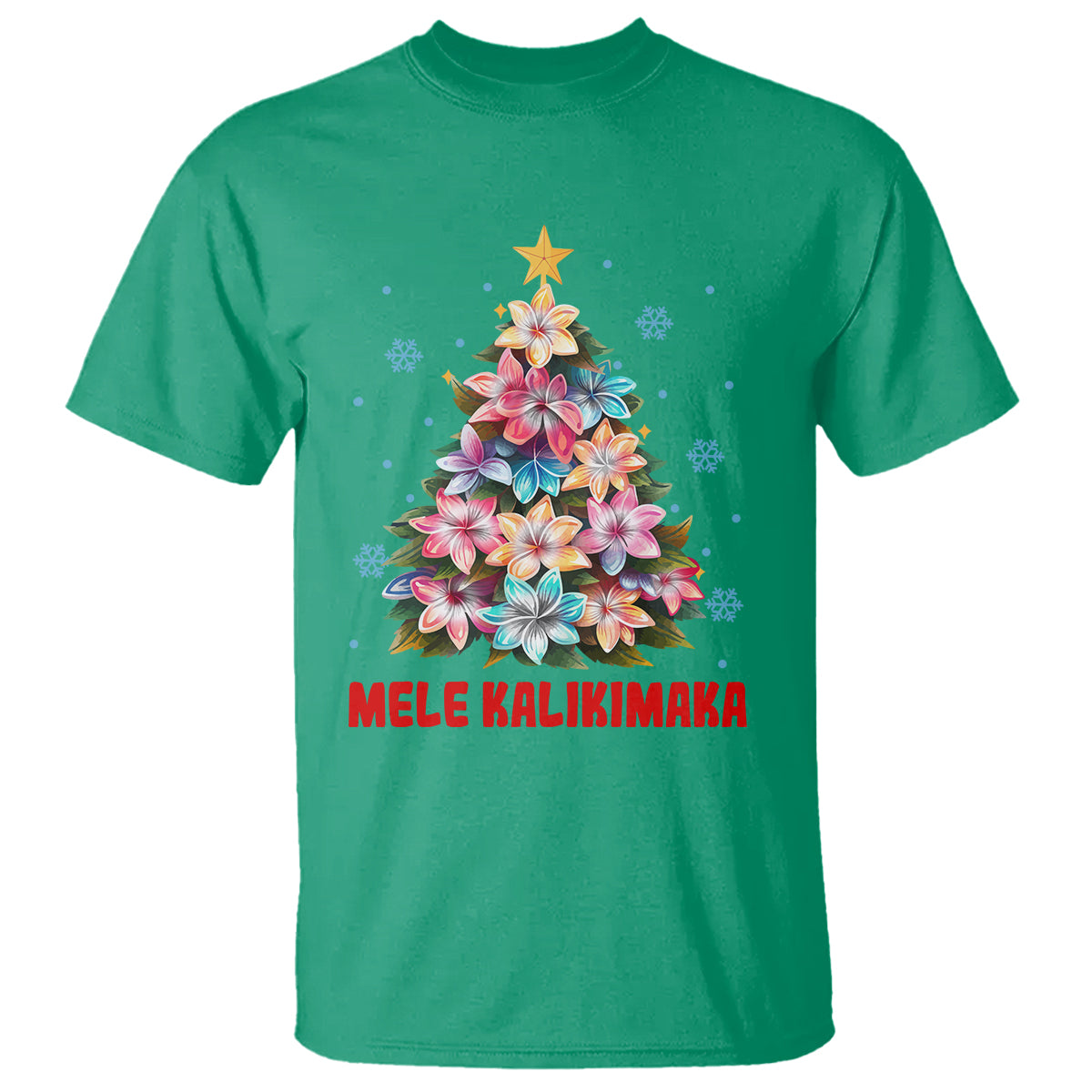 Tropical Hawaiian Plumeria Christmas Tree Mele Kalikimaka T Shirt TS02 Irish Green - Polynesian Pride
