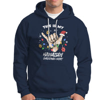 This Is My Hawaiian Christmas Shirt Tropical Xmas Hawaii Shaka Hoodie TS02 Navy - Polynesian Pride