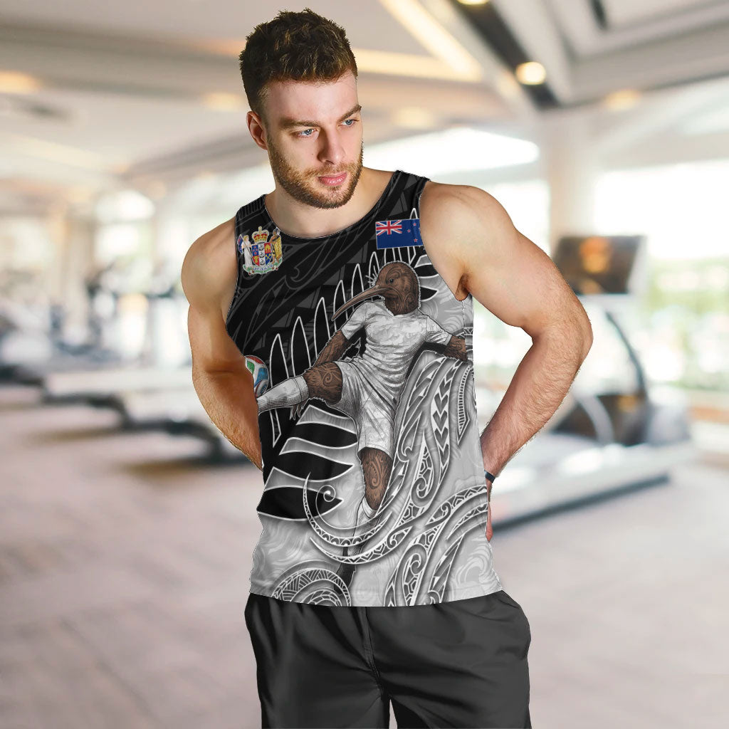 Personalized New Zealand Football Men Tank Top Kiwi Mascot with Silver Fern - Maori Tribal Tattoo Art