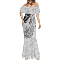 Personalized New Zealand Football Mermaid Dress Kiwi Mascot with Silver Fern - Maori Tribal Tattoo Art