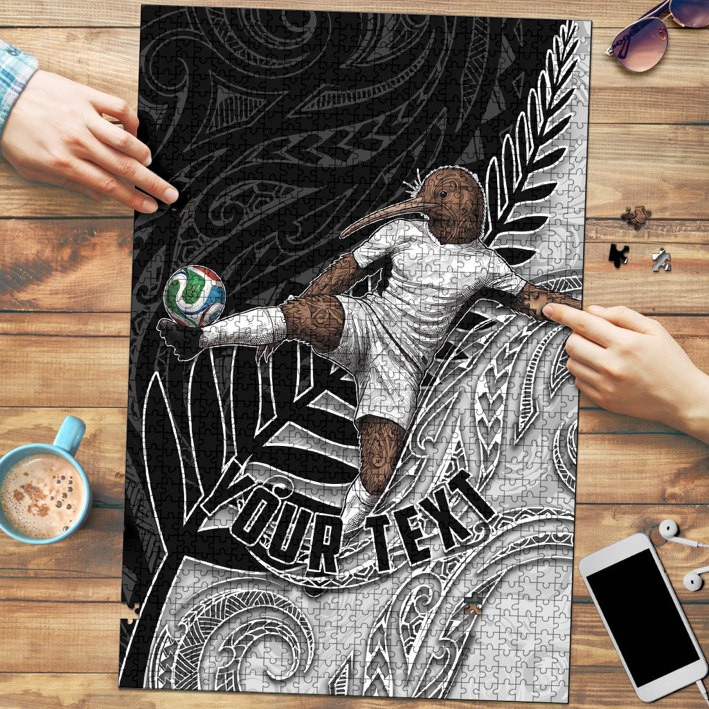 Personalized New Zealand Football Puzzle Kiwi Mascot with Silver Fern - Maori Tribal Tattoo Art