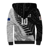 Personalized New Zealand Football Sherpa Hoodie Kiwi Mascot with Silver Fern - Maori Tribal Tattoo Art