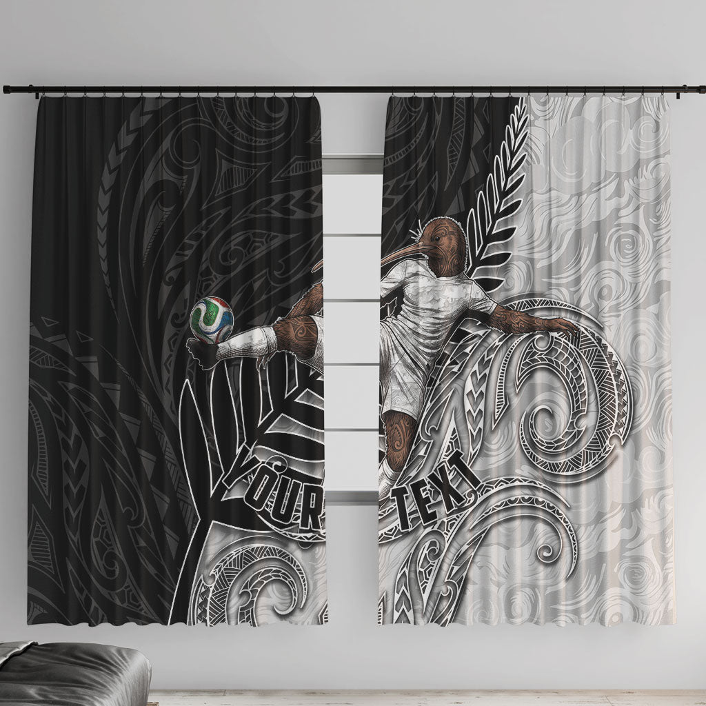 Personalized New Zealand Football Window Curtain Kiwi Mascot with Silver Fern - Maori Tribal Tattoo Art