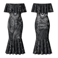 Hawaiian Piko Couples Matching Mermaid Dress and Hawaiian Shirt Cultural Anchor Connect Your Roots Ocean Waves