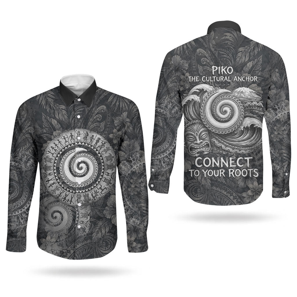 Hawaiian Piko Couples Matching Tank Maxi Dress and Long Sleeve Button Shirt Cultural Anchor Connect Your Roots Ocean Waves