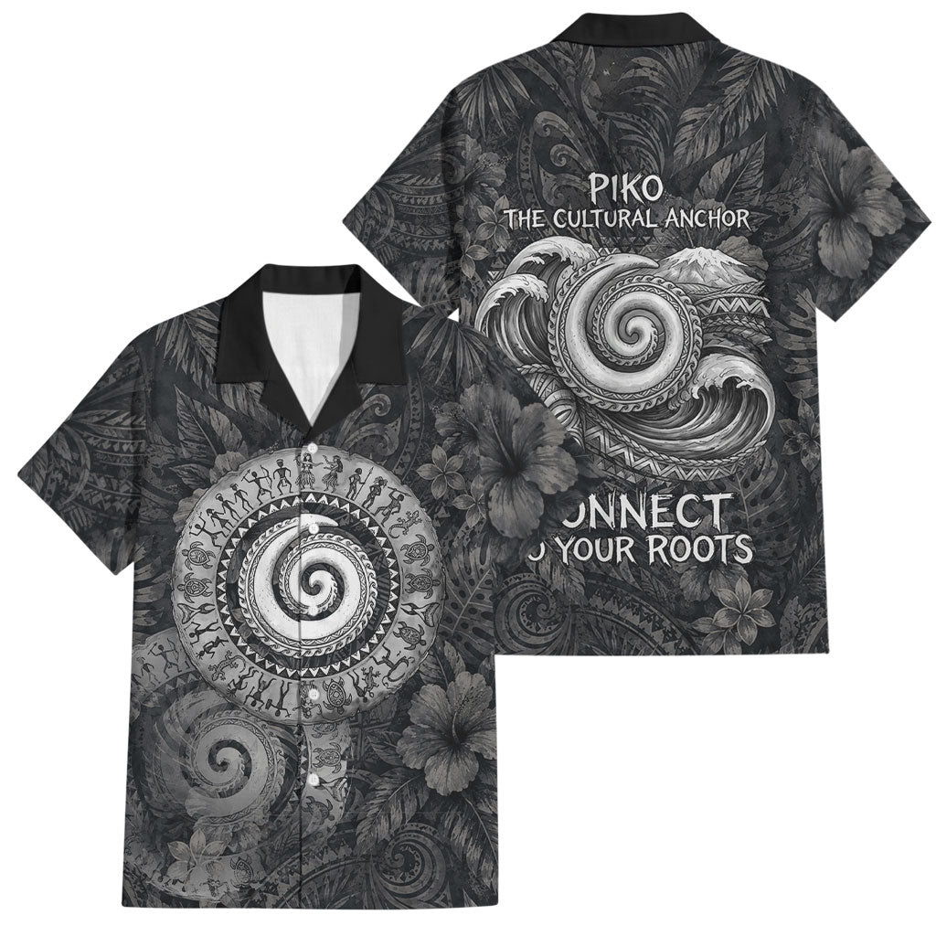 Hawaiian Piko Family Matching Off The Shoulder Long Sleeve Dress and Hawaiian Shirt Cultural Anchor Connect Your Roots Ocean Waves