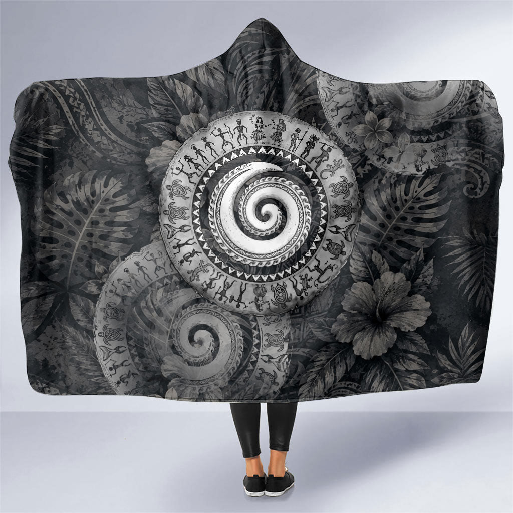 Hawaiian Piko Hooded Blanket Cultural Anchor Connect Your Roots Ocean Waves