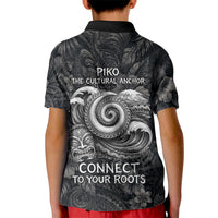 Hawaiian Piko Kid Polo Shirt Cultural Anchor Connect Your Roots Ocean Waves