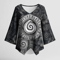 Hawaiian Piko Kimono Sleeve Blouse Cultural Anchor Connect Your Roots Ocean Waves