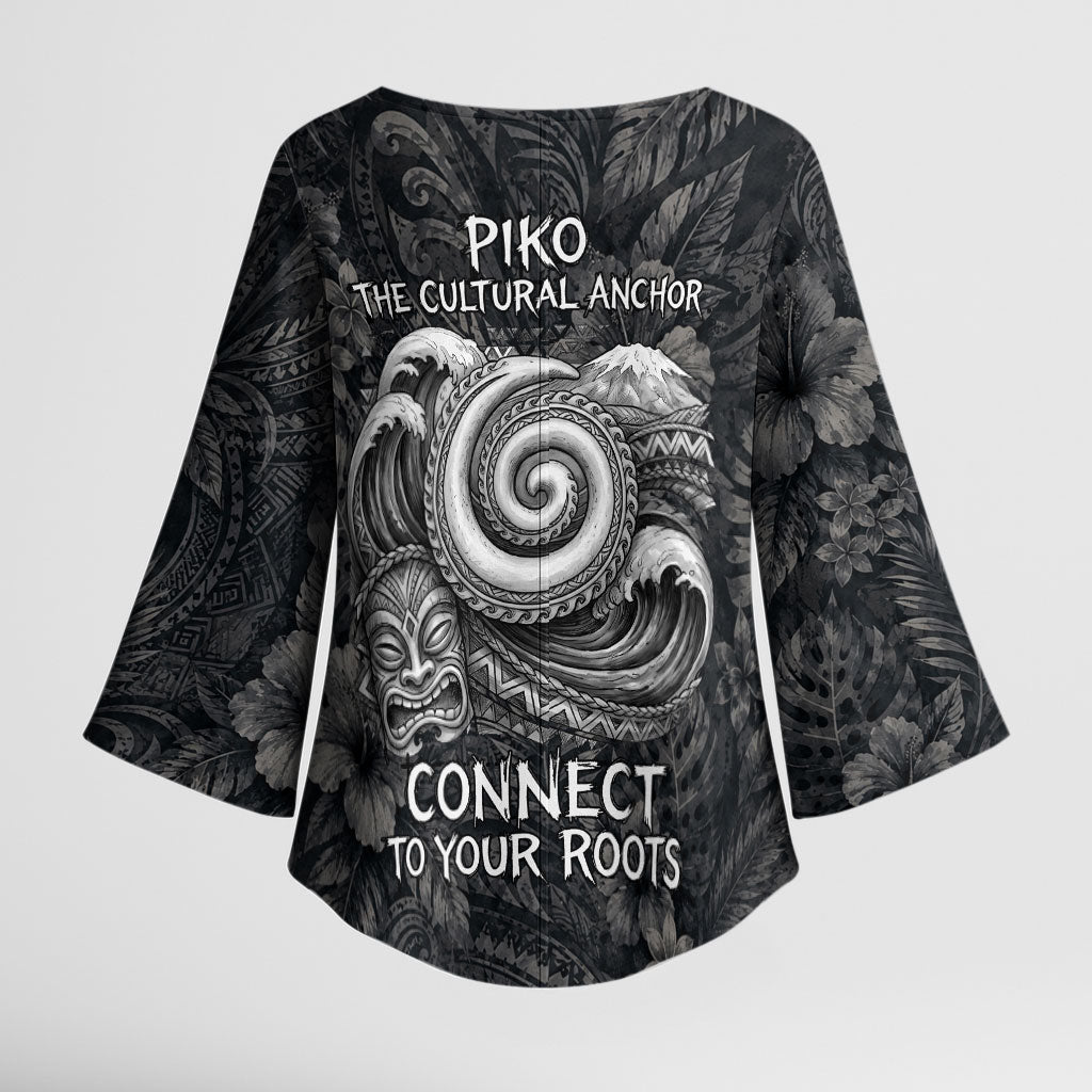 Hawaiian Piko Kimono Sleeve Blouse Cultural Anchor Connect Your Roots Ocean Waves