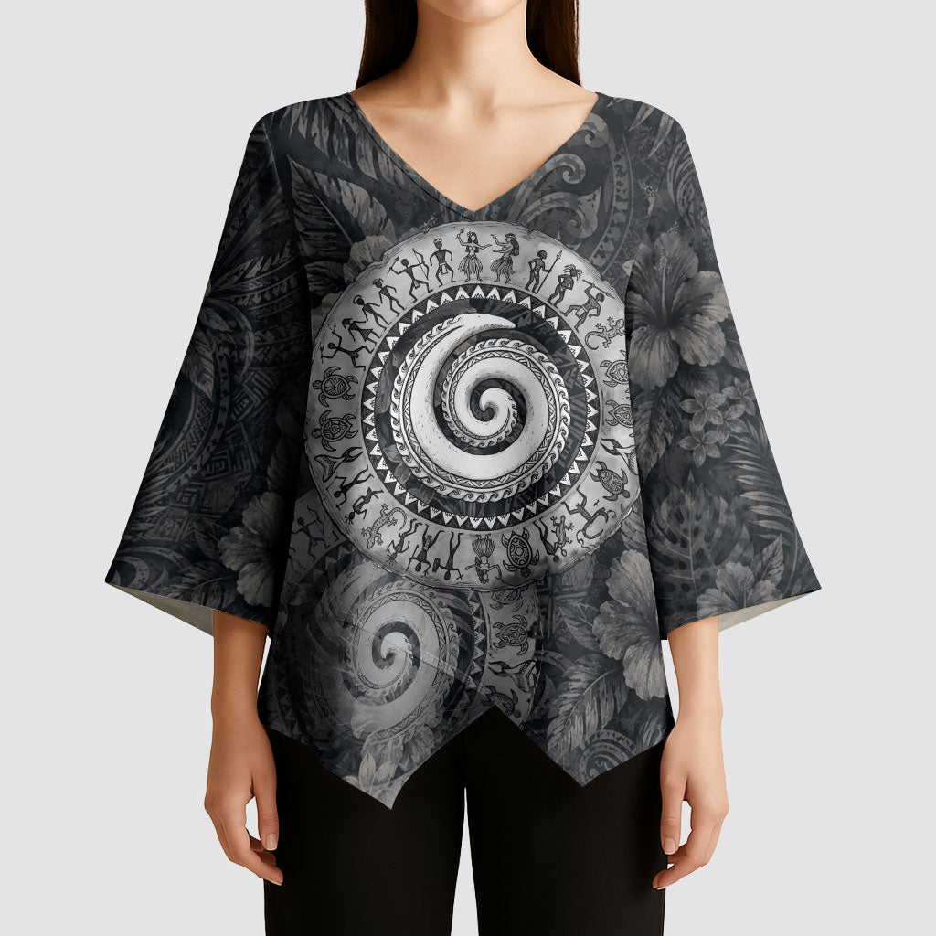 Hawaiian Piko Kimono Sleeve Blouse Cultural Anchor Connect Your Roots Ocean Waves