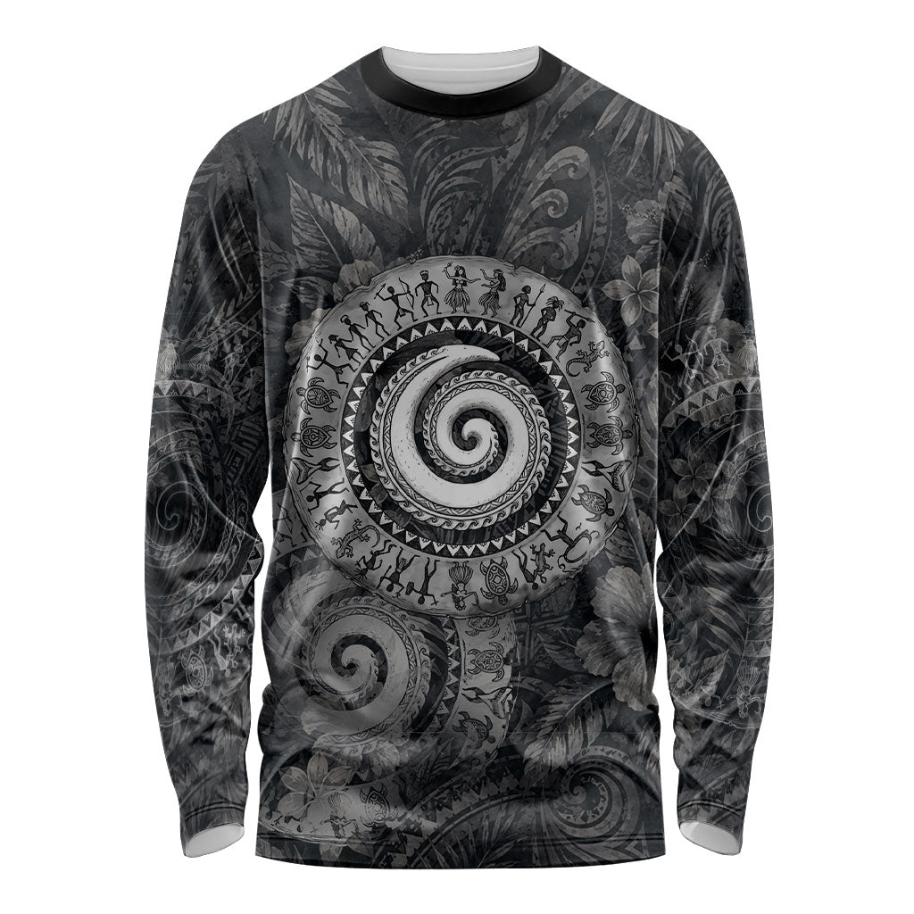 Hawaiian Piko Long Sleeve Shirt Cultural Anchor Connect Your Roots Ocean Waves