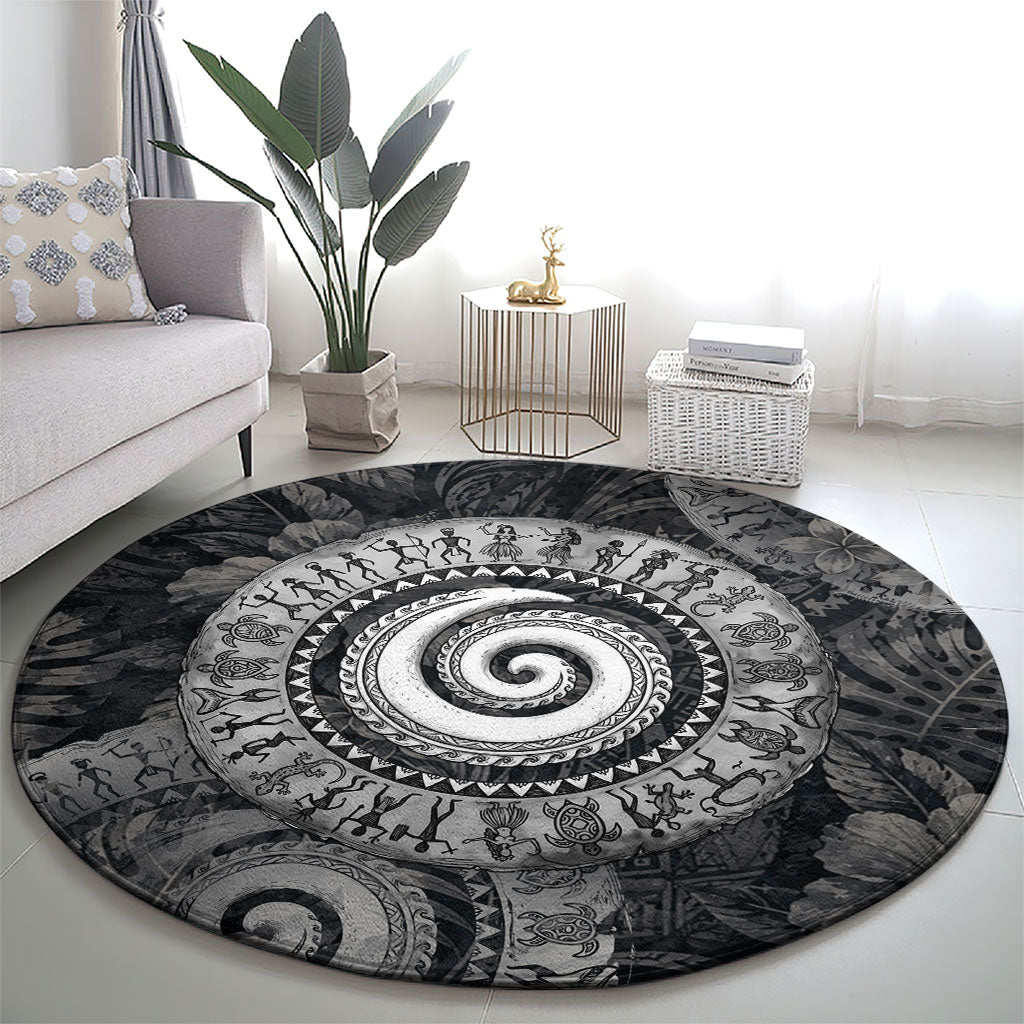 Hawaiian Piko Round Carpet Cultural Anchor Connect Your Roots Ocean Waves