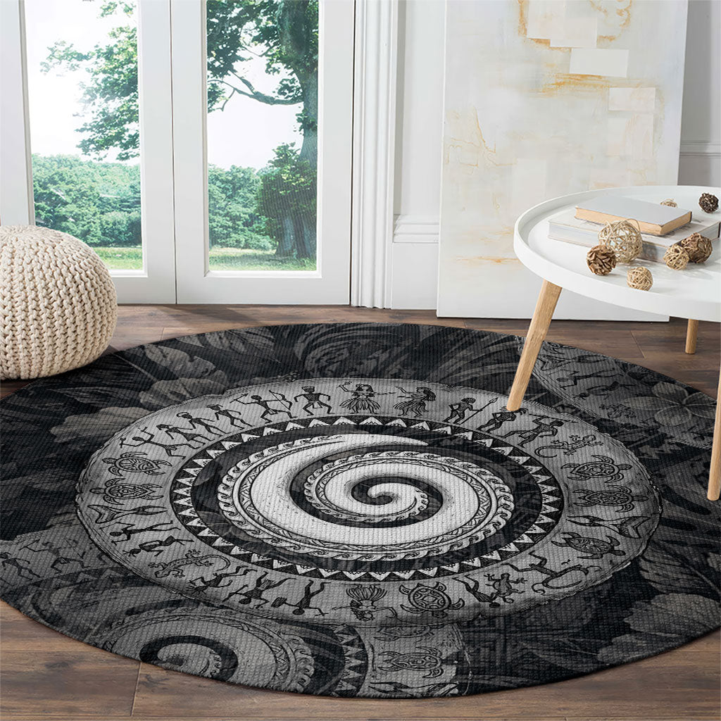 Hawaiian Piko Round Carpet Cultural Anchor Connect Your Roots Ocean Waves