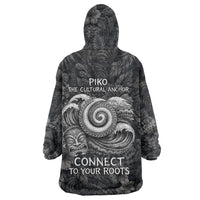 Hawaiian Piko Wearable Blanket Hoodie Cultural Anchor Connect Your Roots Ocean Waves