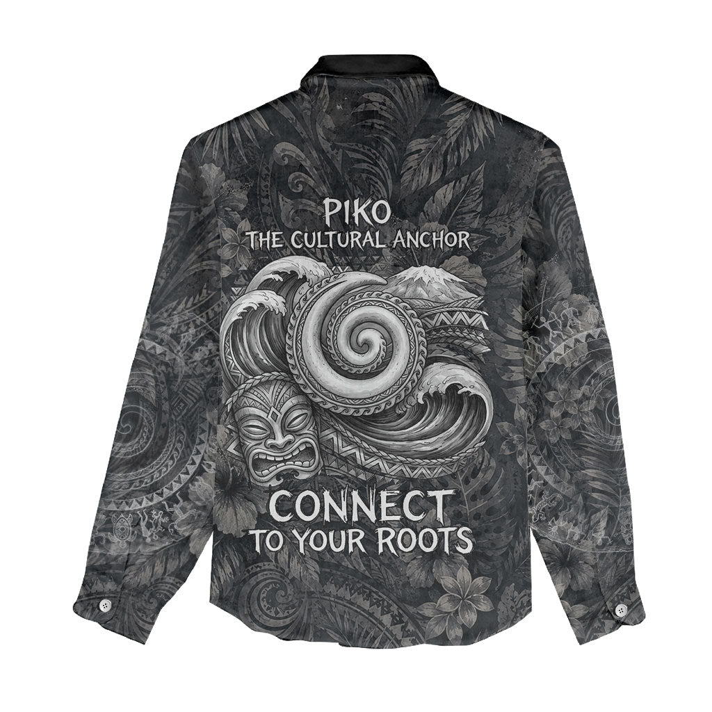 Hawaiian Piko Women Casual Shirt Cultural Anchor Connect Your Roots Ocean Waves