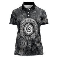 Hawaiian Piko Women Polo Shirt Cultural Anchor Connect Your Roots Ocean Waves