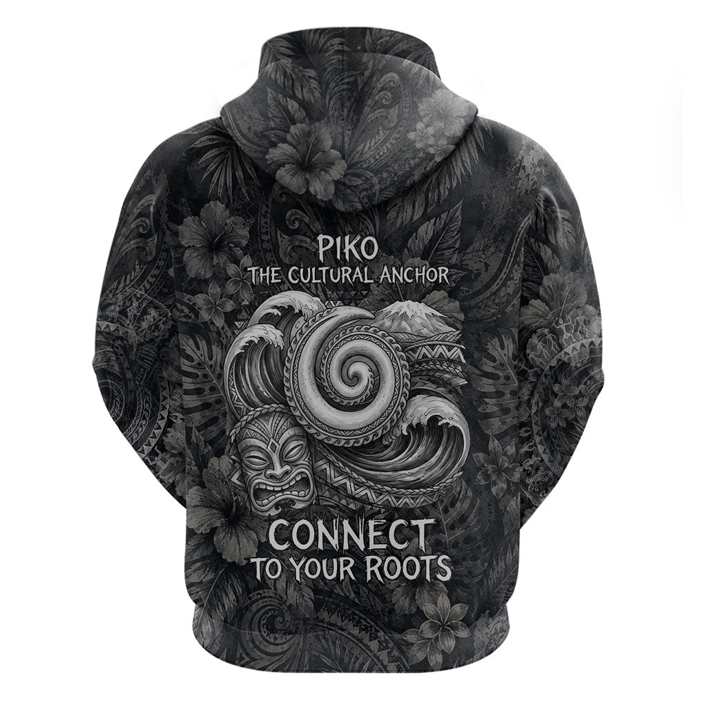 Hawaiian Piko Zip Hoodie Cultural Anchor Connect Your Roots Ocean Waves