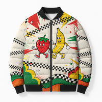 Support Your Fruity Friends Love Wins Gay Pride Bomber Puffer Jacket LGBTQ Retro 30s Cartoon Checkered