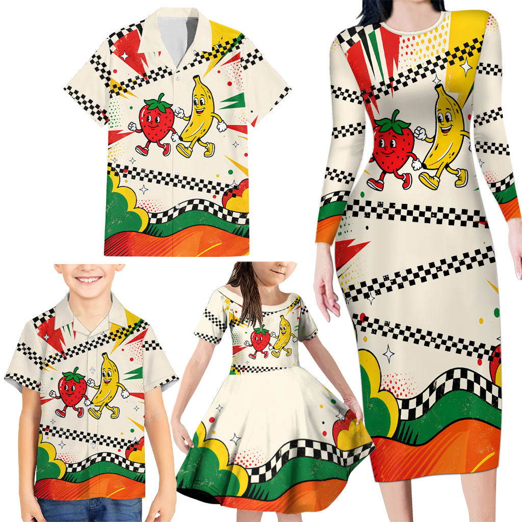 Support Your Fruity Friends Love Wins Gay Pride Family Matching Long Sleeve Bodycon Dress and Hawaiian Shirt LGBTQ Retro 30s Cartoon Checkered TS04 - Polynesian Pride