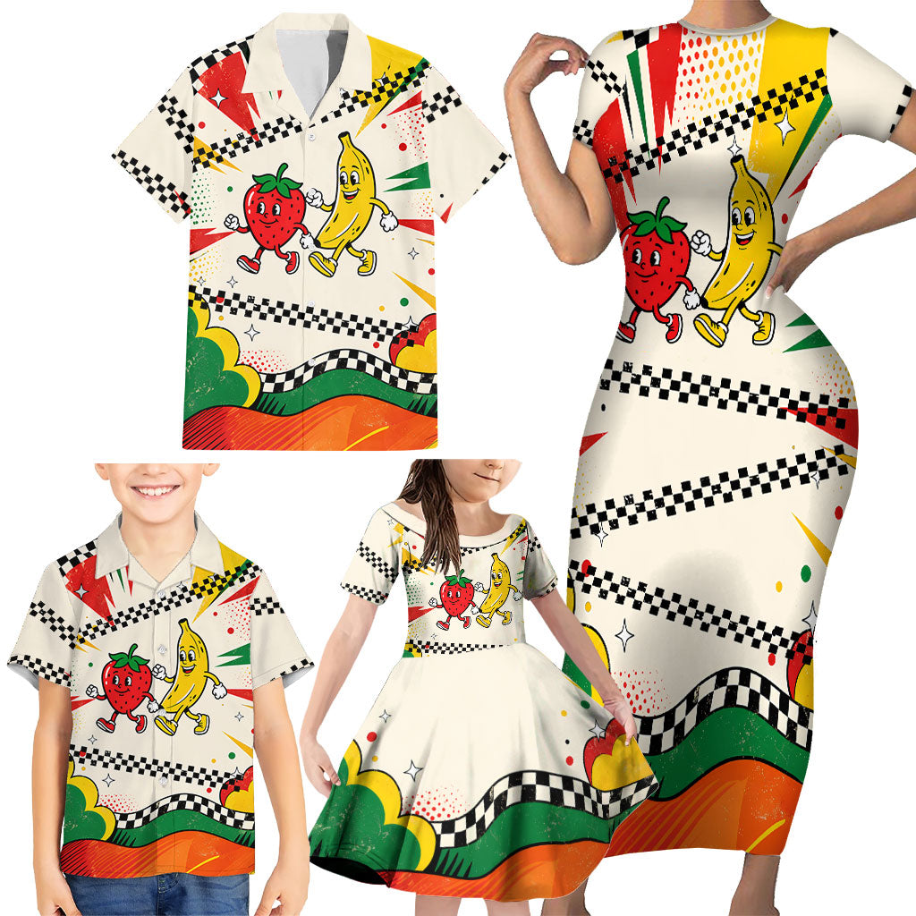 Support Your Fruity Friends Love Wins Gay Pride Family Matching Short Sleeve Bodycon Dress and Hawaiian Shirt LGBTQ Retro 30s Cartoon Checkered TS04 - Polynesian Pride