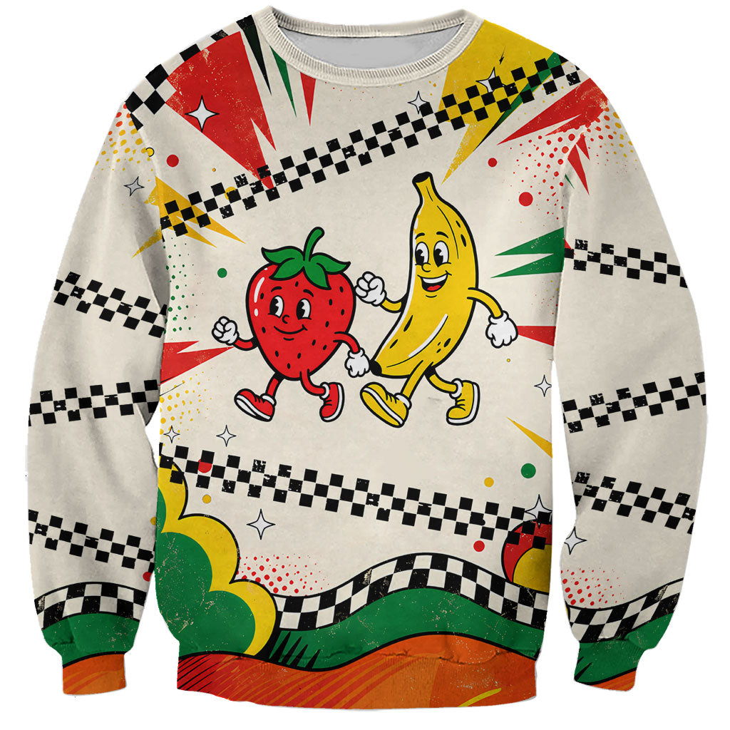 Support Your Fruity Friends Love Wins Gay Pride Sweatshirt LGBTQ Retro 30s Cartoon Checkered