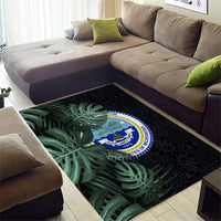 Federated States Of Micronesia Area Rug FSM Tropical Monstera Leaf Dark Tribal Pattern