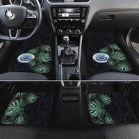 Federated States Of Micronesia Car Mats FSM Tropical Monstera Leaf Dark Tribal Pattern