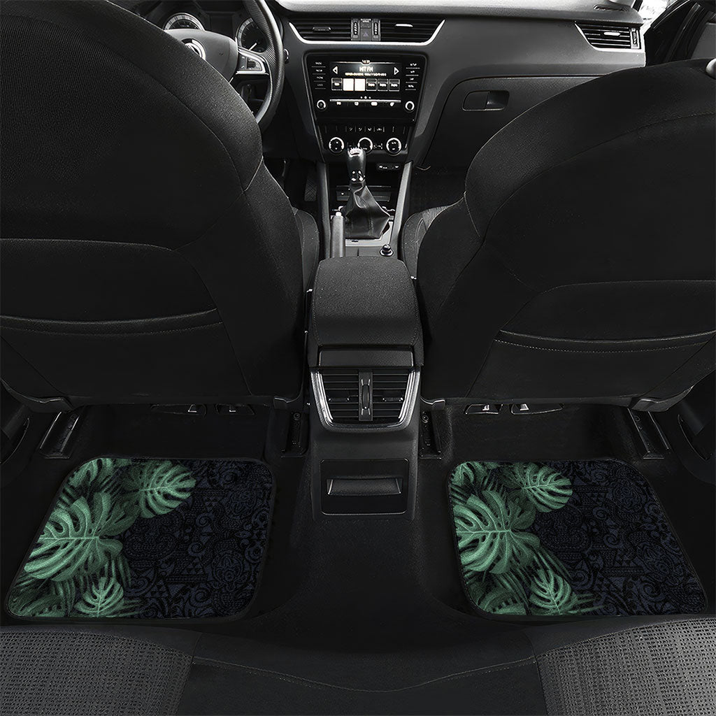 Federated States Of Micronesia Car Mats FSM Tropical Monstera Leaf Dark Tribal Pattern