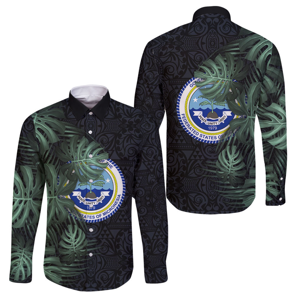 Federated States Of Micronesia Family Matching Mermaid Dress and Hawaiian Shirt FSM Tropical Monstera Leaf Dark Tribal Pattern